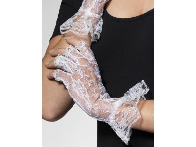 Manusi dantela albe scurte fara degete