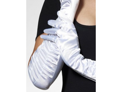 Manusi de satin albe lungi