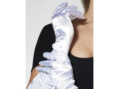 Manusi de satin albe lungi