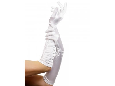 Manusi de satin albe lungi