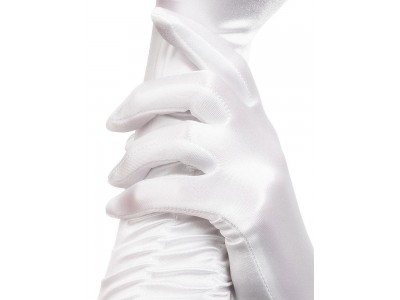 Manusi de satin albe lungi