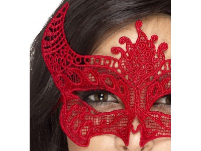 Masca venetiana din dantela rosie