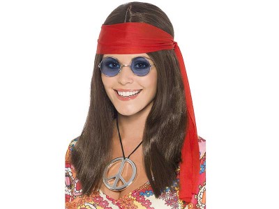 Set hippie 2 peruca medalion ochelari