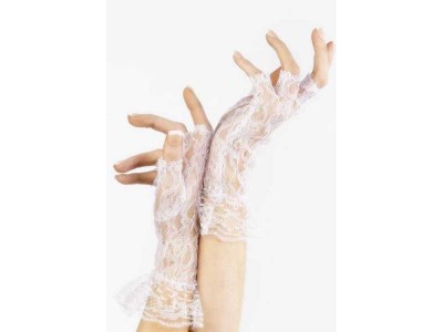 Manusi dantela albe scurte fara degete