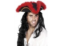 Tricorn de pirat cu puf rosu